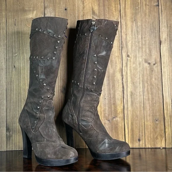 Siren By Mark Nason Sugarhill Festival Boots Leather High Dark Brown 8.5 - Picture 2 of 15
